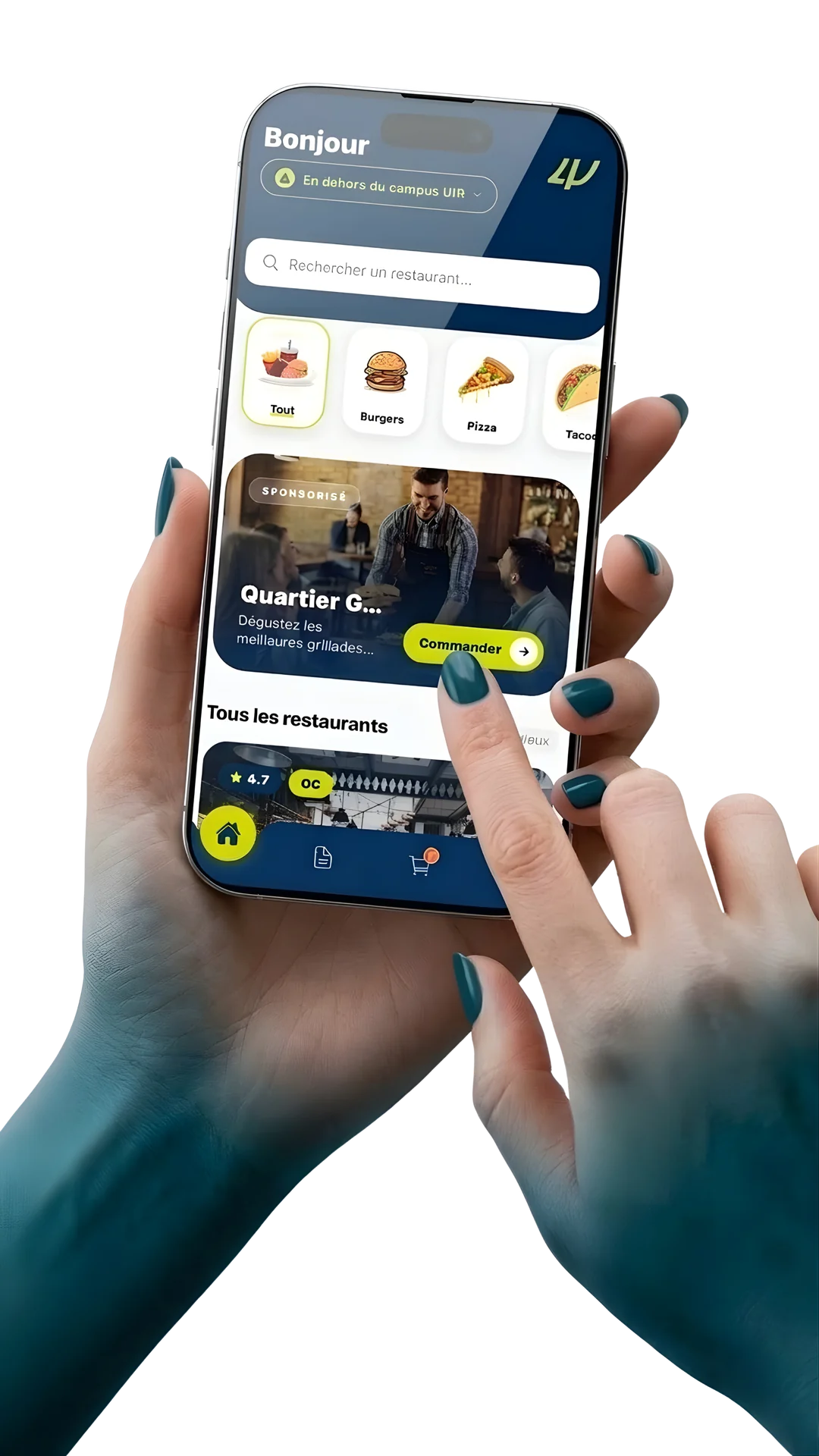 The Forlik app showing an order being tracked to a campus building
